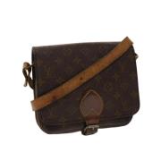 Pre-owned Brunt lerret Louis Vuitton skuldervesker