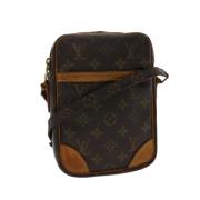 Pre-owned Brunt lerret Louis Vuitton skuldervesker