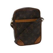 Pre-owned Brunt lerret Louis Vuitton skuldervesker