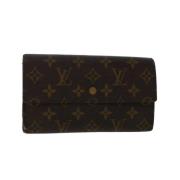 Pre-owned Brunt lerret Louis Vuitton lommebok