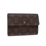 Pre-owned Brunt lerret Louis Vuitton lommebok