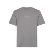 Grå Crew Neck T-Skjorte med Hvitt Logo