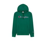 Script Logo Embroidery Fleece Hoodie - Forest Green