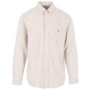 Beige og Hvit Stripet Oxford Skjorte