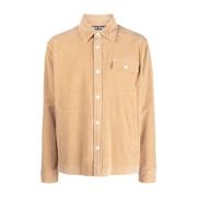 Beige Corduroy Jakkeskjorte med Logo