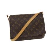 Pre-owned Brunt lerret Louis Vuitton Musette Tango