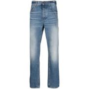 Slim-Fit Blå Vasket Denim Jeans