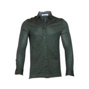 Vintage Grønn Stripet Bomullsskjorte