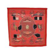 Pre-owned Rød silke Hermes lommebok