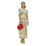 Multicolor Ganni Printed Rib Jersey Maxi Dress Kjoler