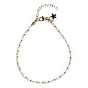 Oval Pearl Anklet W/Gold Beads