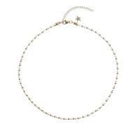 Oval Pearl Necklace W/Gold Beads 40 CM