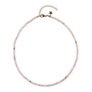 Stone Bead Necklace 4 MM Rose 40 CM