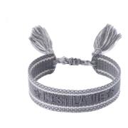 Woven Friendship Bracelet C`est La Vie Dark Sage W/Silver