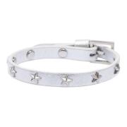 Leather Star Stud Bracelet Silver Metallic W/Silver