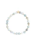 Stone Bead Bracelet 6 MM W/Gold Beads Aquamarine
