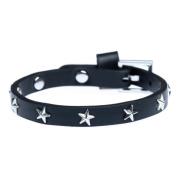 Leather Star Stud Bracelet Mini Black W/Silver