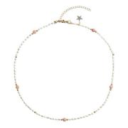 Oval Pearl Necklace W/Natural Stone Dusty Rose