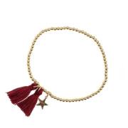 Metal Bead Bracelet W/Tassel OX RED