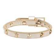Leather Star Stud Bracelet Gold Metallic