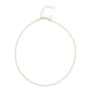 Stone Bead Necklace 3 MM W/Gold Beads Aquamarine