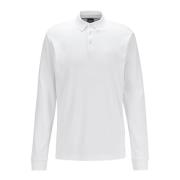 Hvit Langarmet Poloskjorte Pique