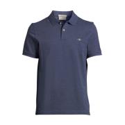 Blå Shield Pique Polo T-Skjorte