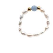 Oval Pearl Ring W/Natural Stone 501 Blue