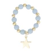 Stone Bead Ring 4 MM W/Star 501 Blue