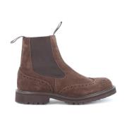 Brun Semsket Chelsea Boot med Brogue Detalj