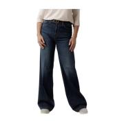 Flared Denim Jeans med høy midje og belte