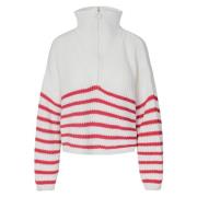 Florie Cotton Zip Knit - Red Stripe
