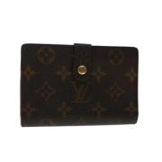 Pre-owned Brunt lerret Louis Vuitton lommebok