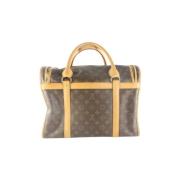 Pre-owned Brunt lerret Louis Vuitton reiseveske