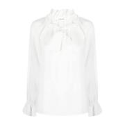 Hvit Rysjekantet Skjorte med Halsbånd