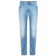 Slim-Fit Faded Blue Stretch Jeans