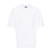 Hvit Logo Print Typo T-Skjorte