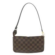 Pre-owned Brunt lerret Louis Vuitton Clutch tilbehor