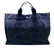 Pre-owned Navy Canvas Hermes Tote