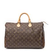 Pre-owned Brunt lerret Louis Vuitton Speedy