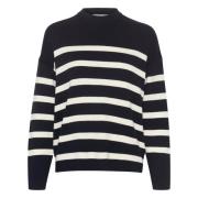 Stripete Pullover - Blå / Hvit