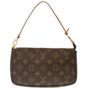 Pre-owned Brunt lerret Louis Vuitton Clutch tilbehor