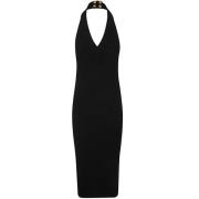 Noir Halterneck Strikket Midi Kjole