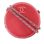 Pre-owned Rod skinn Chanel crossbody veske