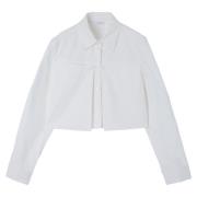 Hvit Crop Skjorte med Diamantknapper
