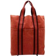 Pre-owned Rodt lerret Hermes Tote