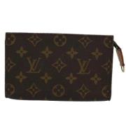 Pre-owned Brunt lerret Louis Vuitton toalettlomme