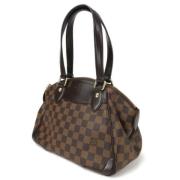 Pre-owned Brunt lerret Louis Vuitton skuldervesker