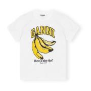 Avslappet Hvit Basic Jersey Banana T-Skjorte