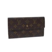 Pre-owned Brunt belagt lerret Louis Vuitton lommebok